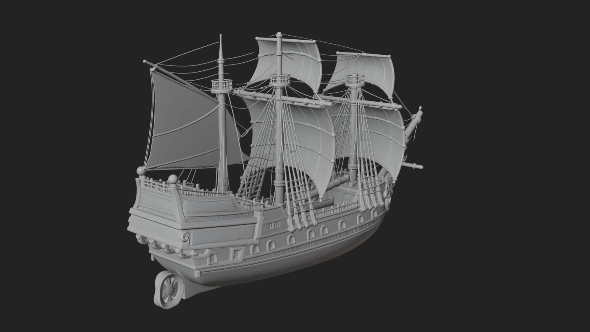 Mermaid Prow Galleon Model Design 4 3D Print Model 3D Model