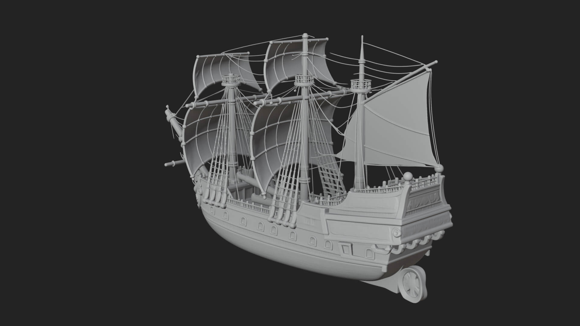 Mermaid Prow Galleon Model Design 4 3D Print Model 3D Model