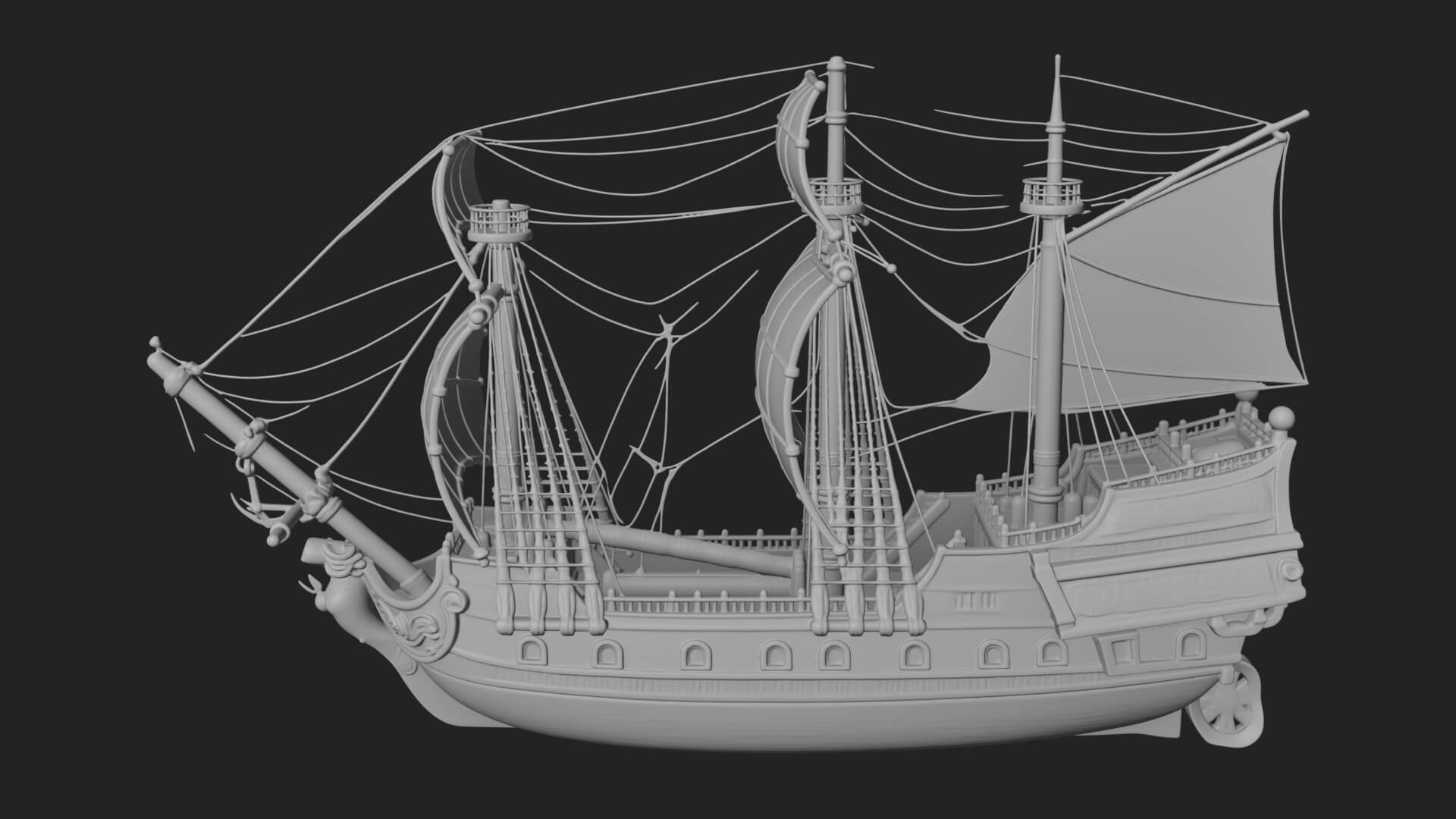 Mermaid Prow Galleon Model Design 4 3D Print Model 3D Model