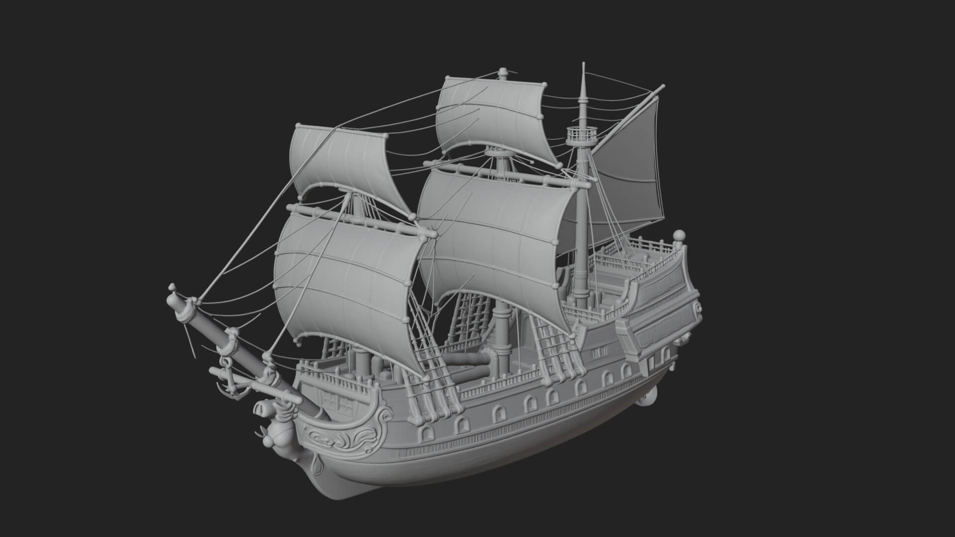 Mermaid Prow Galleon Model Design 4 3D Print Model 3D Model