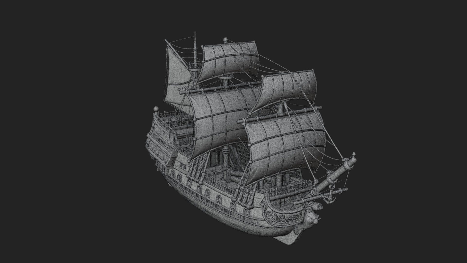 Mermaid Prow Galleon Model Design 4 3D Print Model 3D Model