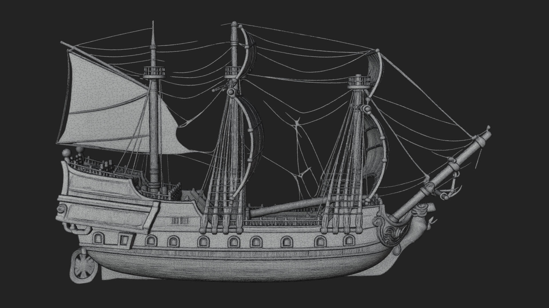 Mermaid Prow Galleon Model Design 4 3D Print Model 3D Model