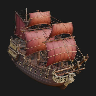 Mermaid Prow Galleon Model Design 4 3D Print Model