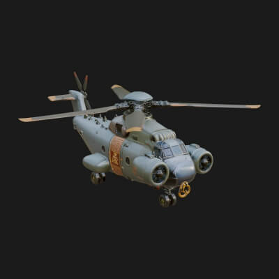 Military Helicopter Model Design 2 3D Print Model