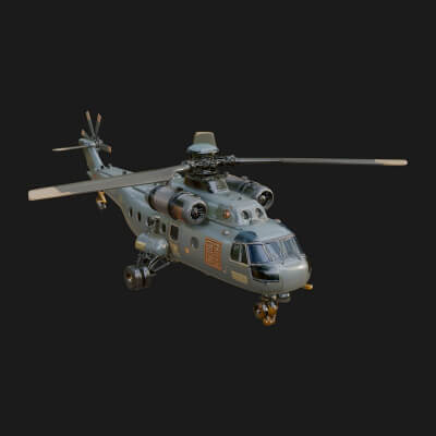 Military Helicopter Model Design 4 3D Print Model