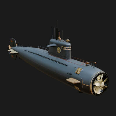 Military Submarine Model Design 36 3D Print Model