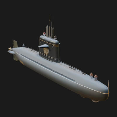 Military Submarine Model Design 38 3D Print Model
