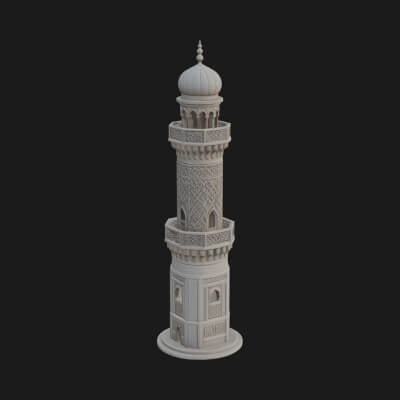 Minaret Stone Tower Design 1 3D Print Model