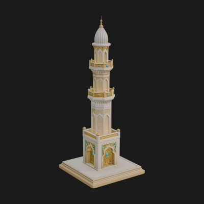 Minaret Stone Tower Design 11 3D Print Model