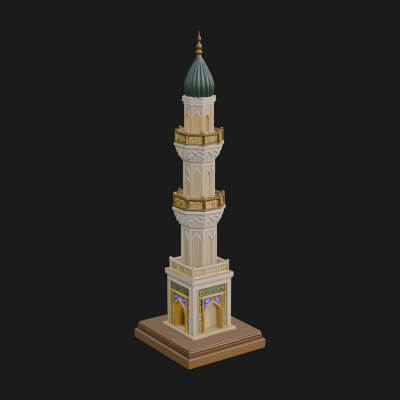 Minaret Stone Tower Design 12 3D Print Model