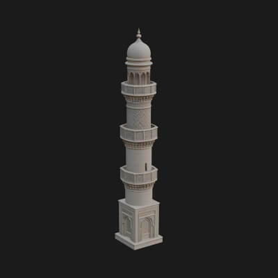 Minaret Stone Tower Design 2 3D Print Model