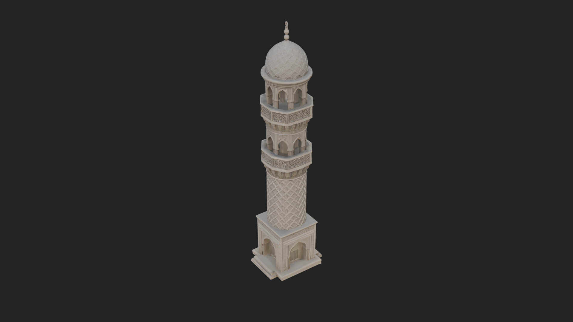 Minaret Stone Tower Design 4 3D Print Model 3D Model