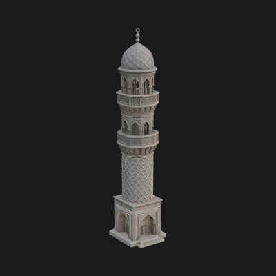 Minaret Stone Tower Design 4 3D Print Model