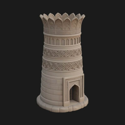 Minaret Stone Tower Design 5 3D Print Model