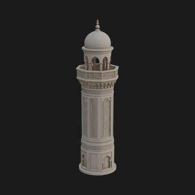 Minaret Stone Tower Design 7 3D Print Model