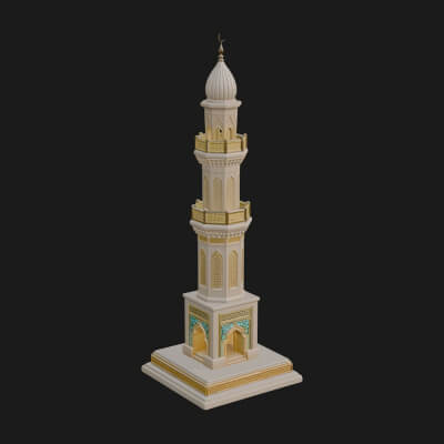 Minaret Stone Tower Design 9 3D Print Model