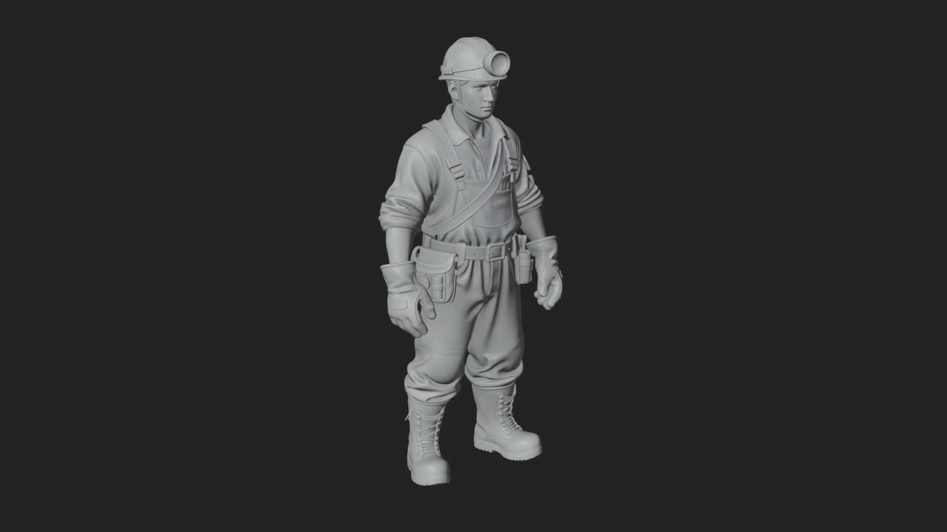 Miner man Statue Design 2 3D Print Model 3D Model