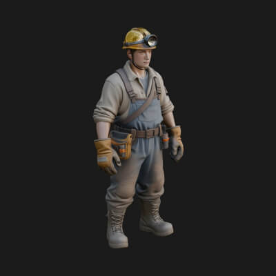 Miner man Statue Design 2 3D Print Model