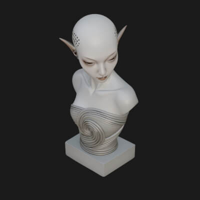 Minimalist Alien Bust Statue Design 1 3D Print Model