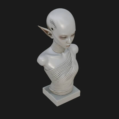 Minimalist Alien Bust Statue Design 3 3D Print Model