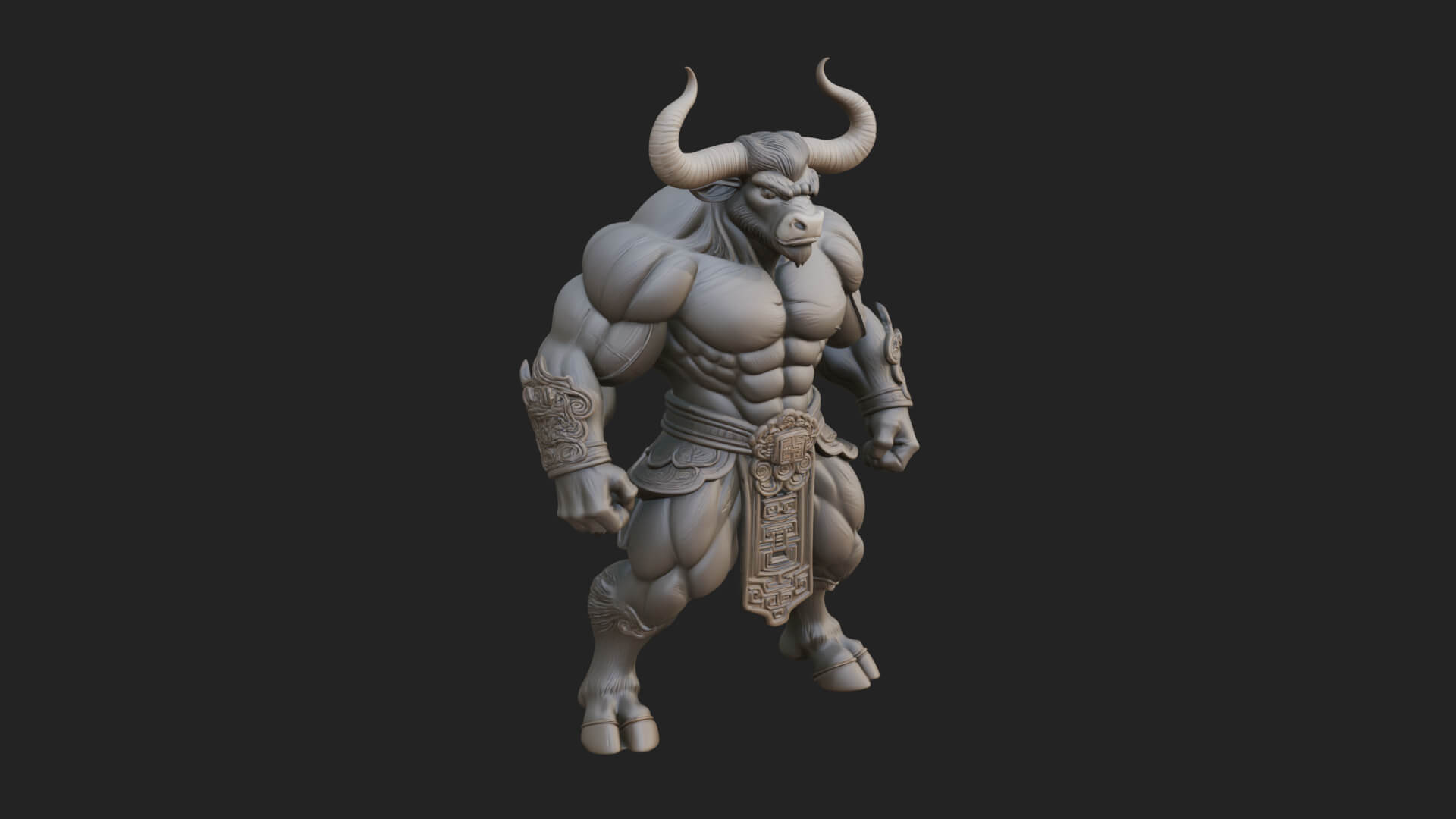 Minotaur Bull Beast Statue Design 1 3D Print Model 3D Model