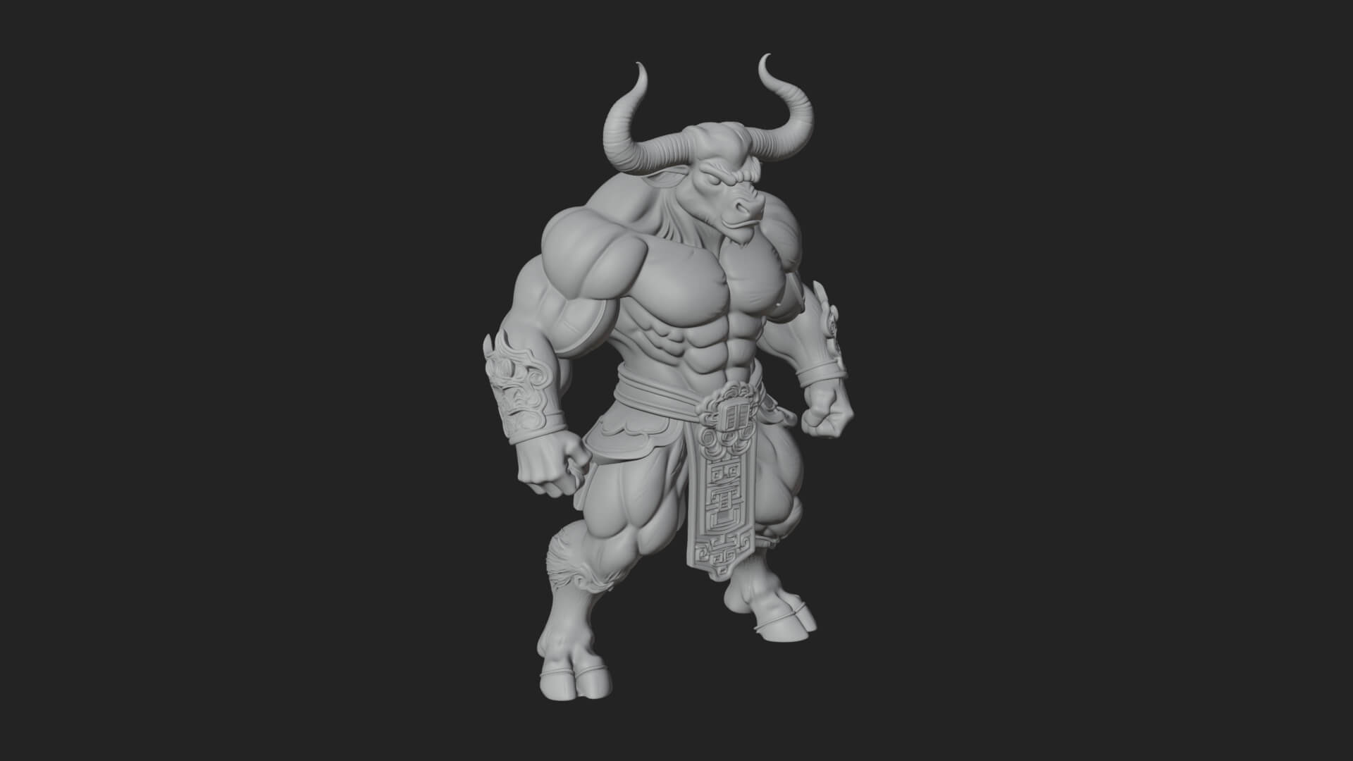 Minotaur Bull Beast Statue Design 1 3D Print Model 3D Model