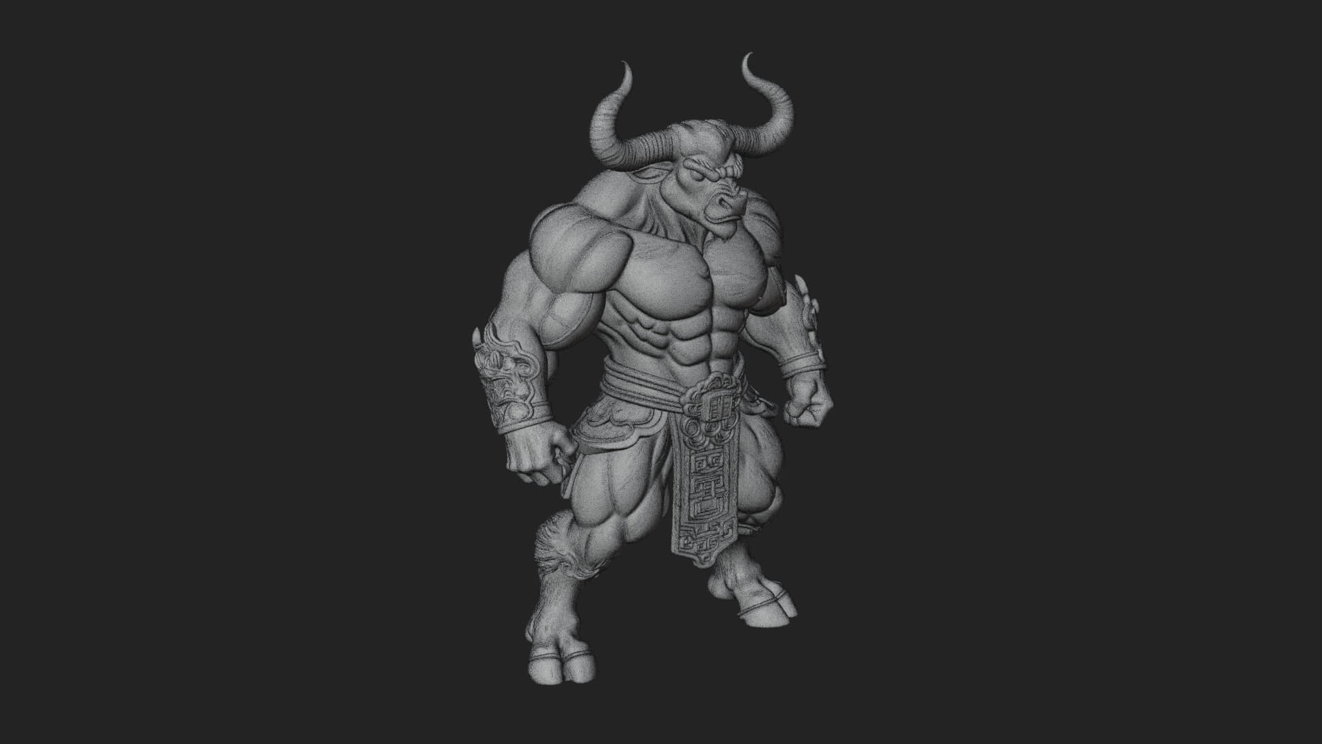 Minotaur Bull Beast Statue Design 1 3D Print Model 3D Model