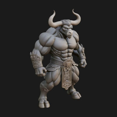 Minotaur Bull Beast Statue Design 1 3D Print Model