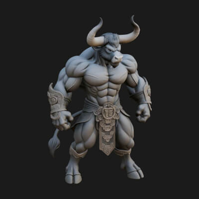 Minotaur Bull Beast Statue Design 10 3D Print Model