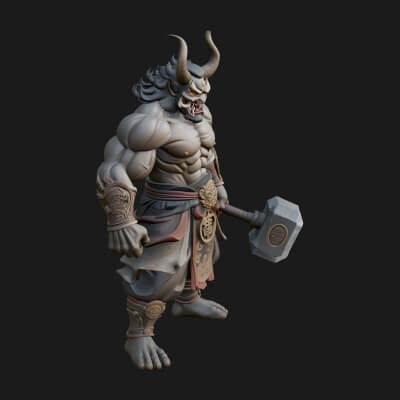 Minotaur Bull Beast Statue Design 11 3D Print Model