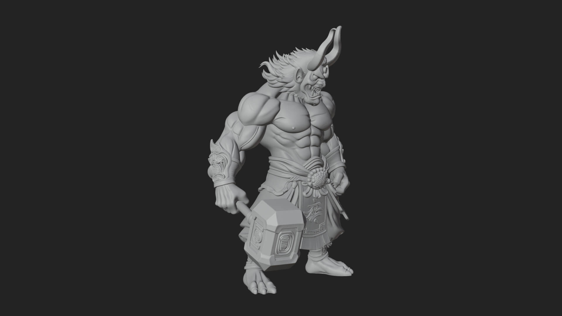 Minotaur Bull Beast Statue Design 12 3D Print Model 3D Model