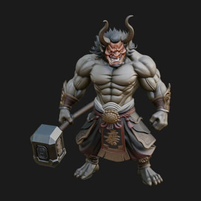 Minotaur Bull Beast Statue Design 12 3D Print Model