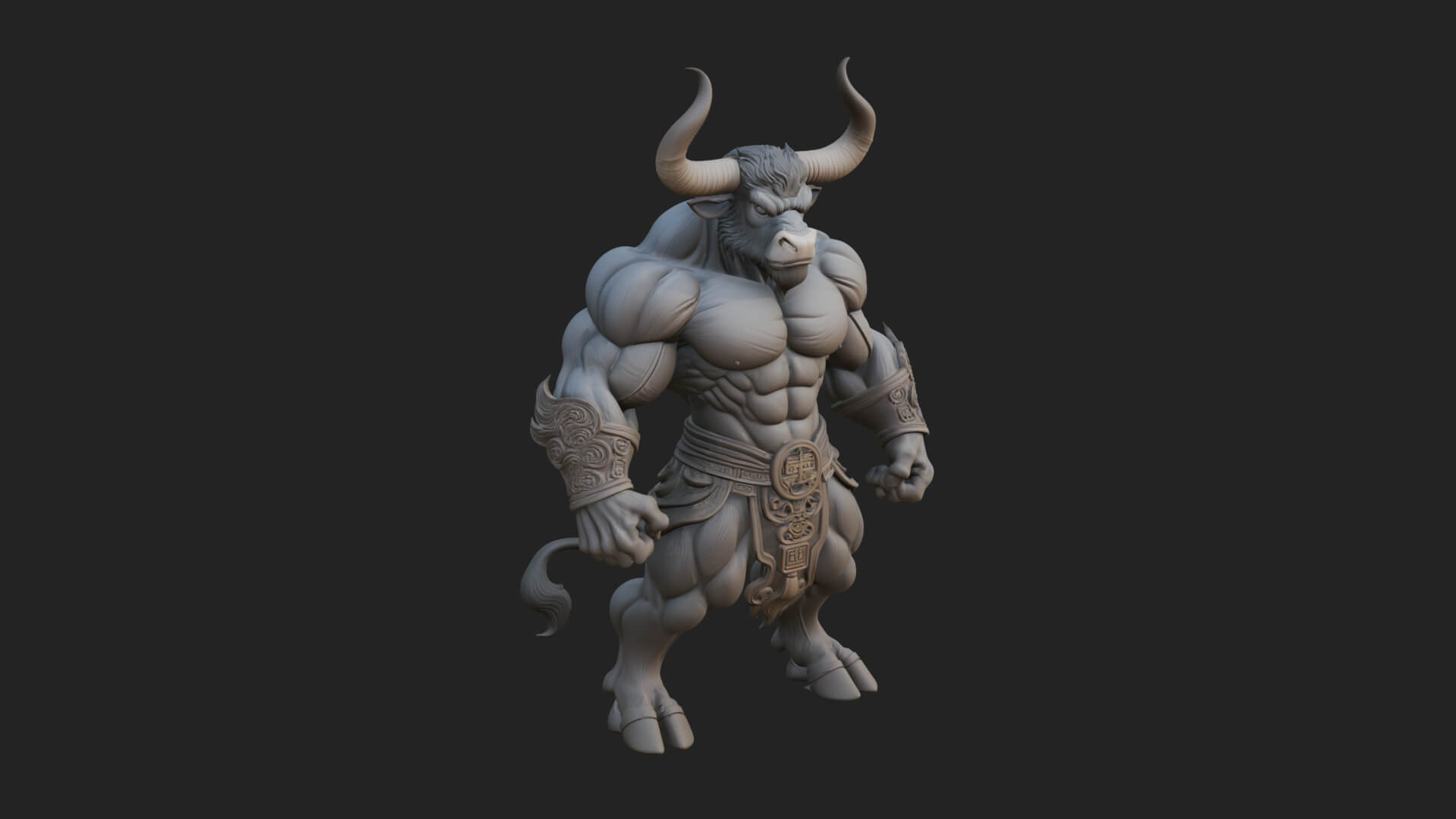 Minotaur Bull Beast Statue Design 13 3D Print Model 3D Model