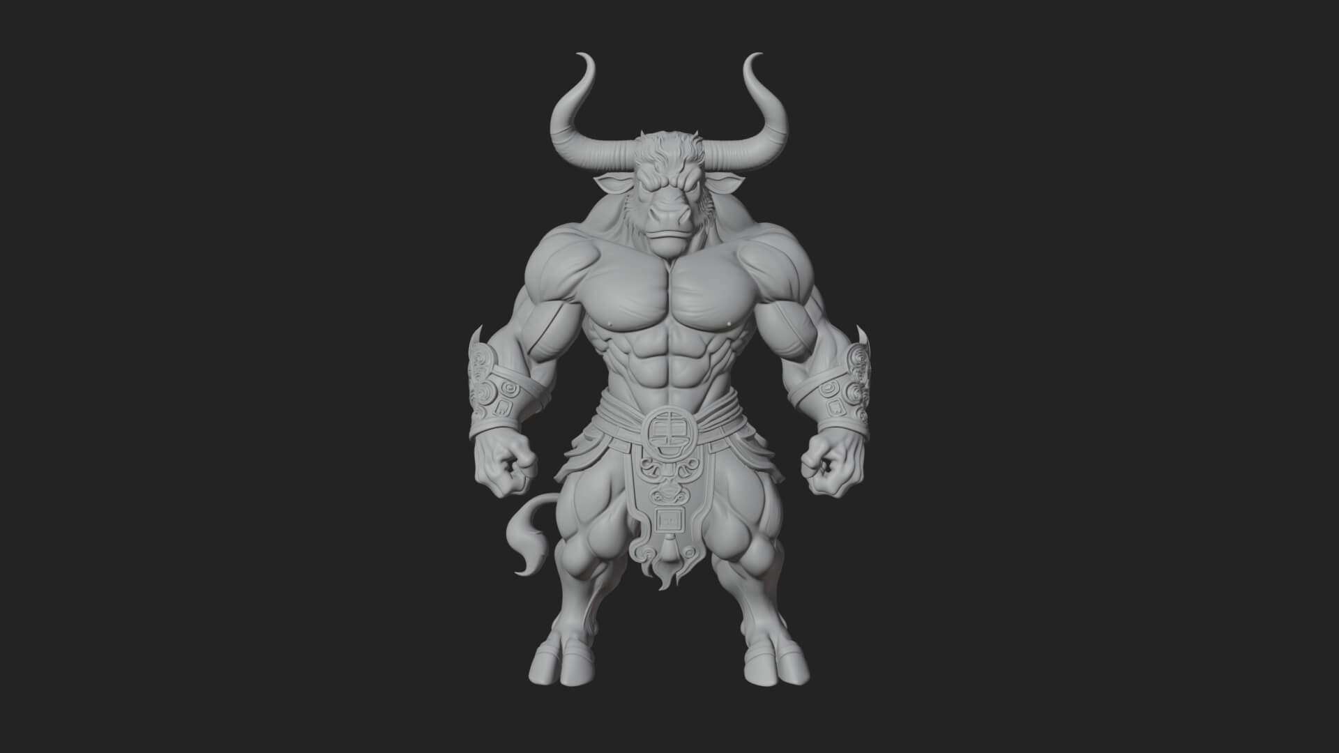 Minotaur Bull Beast Statue Design 13 3D Print Model 3D Model