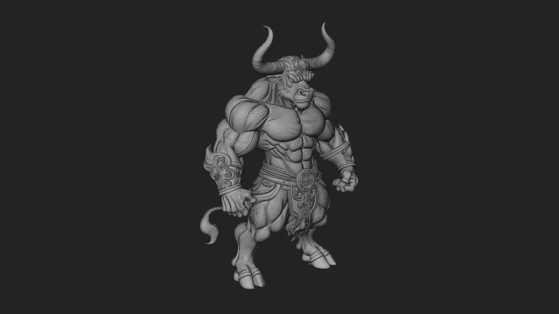 Minotaur Bull Beast Statue Design 13 3D Print Model 3D Model