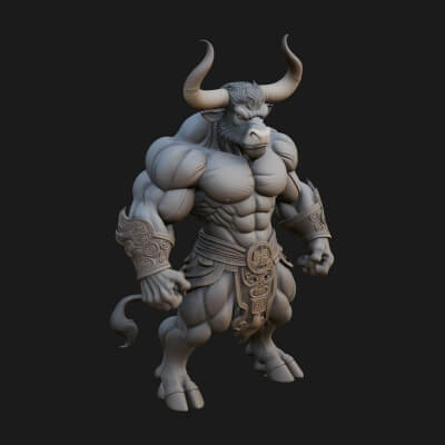 Minotaur Bull Beast Statue Design 13 3D Print Model