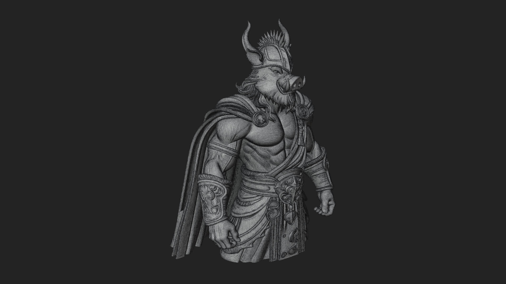 Minotaur Bull Beast Statue Design 14 3D Print Model 3D Model