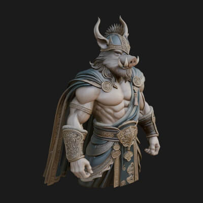 Minotaur Bull Beast Statue Design 14 3D Print Model