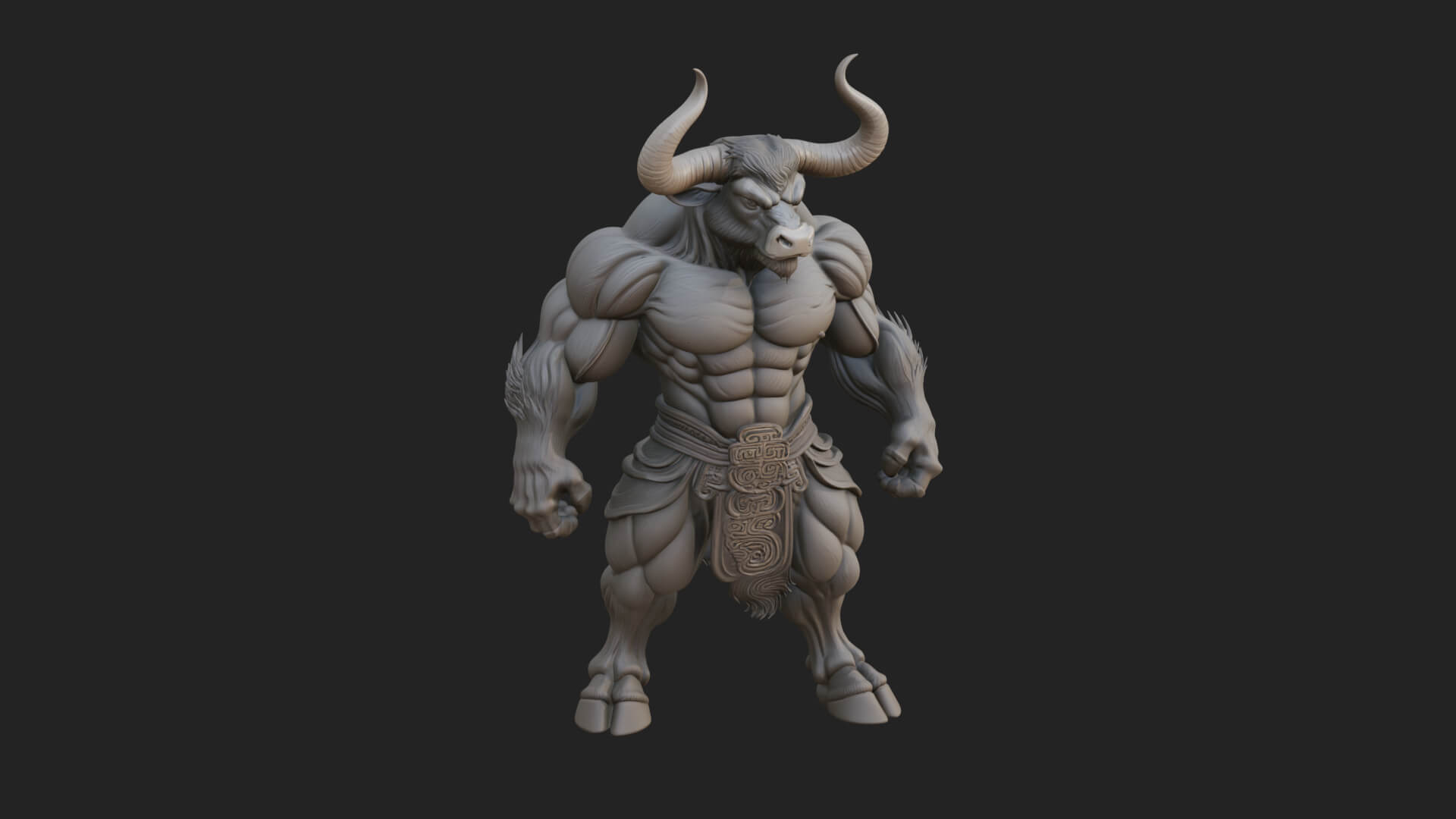 Minotaur Bull Beast Statue Design 2 3D Print Model 3D Model