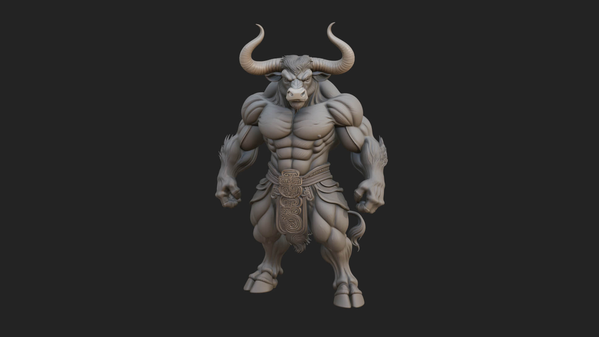 Minotaur Bull Beast Statue Design 2 3D Print Model 3D Model
