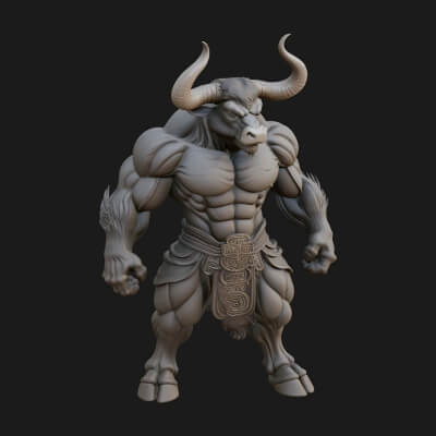Minotaur Bull Beast Statue Design 2 3D Print Model