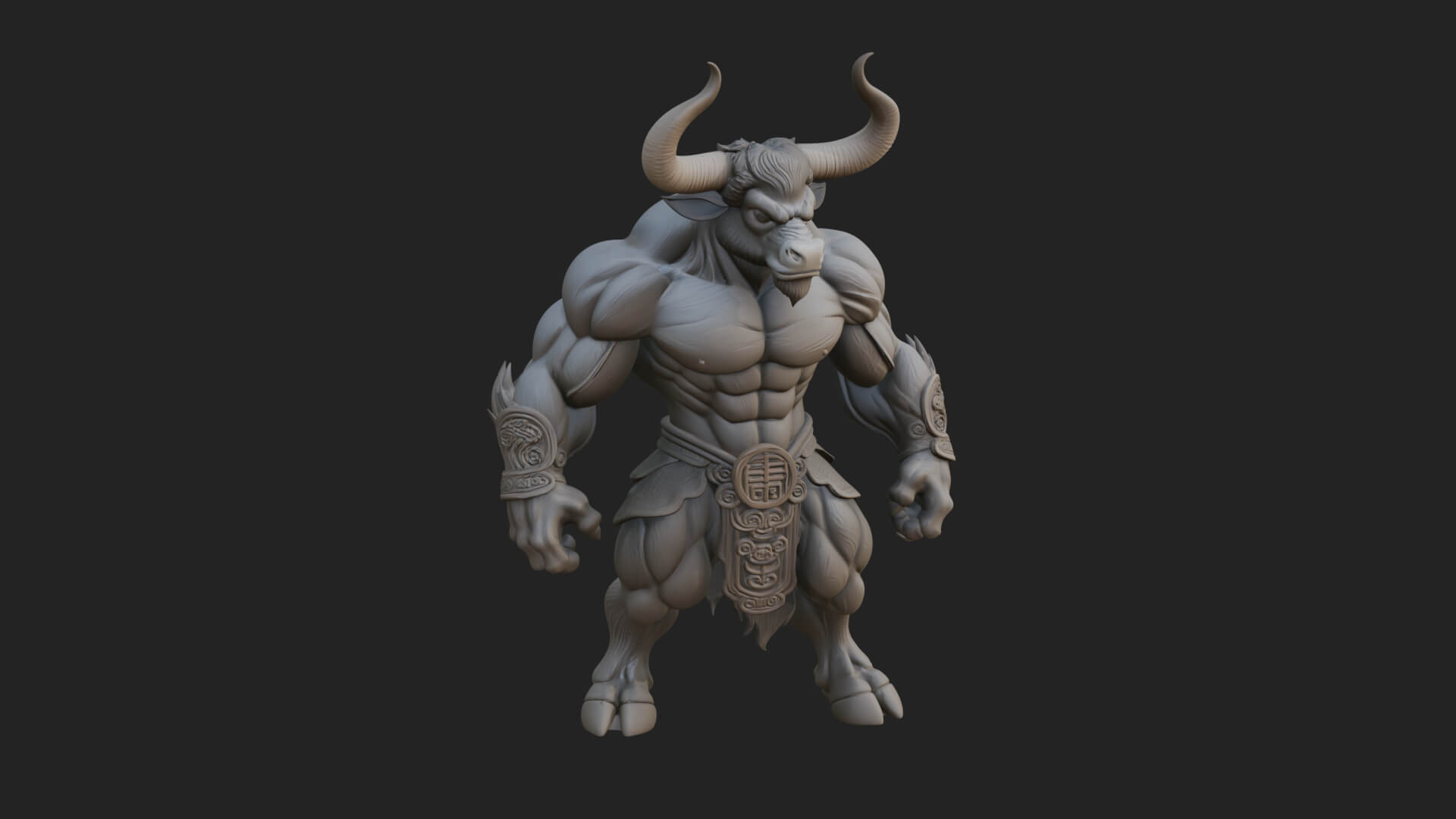 Minotaur Bull Beast Statue Design 3 3D Print Model 3D Model