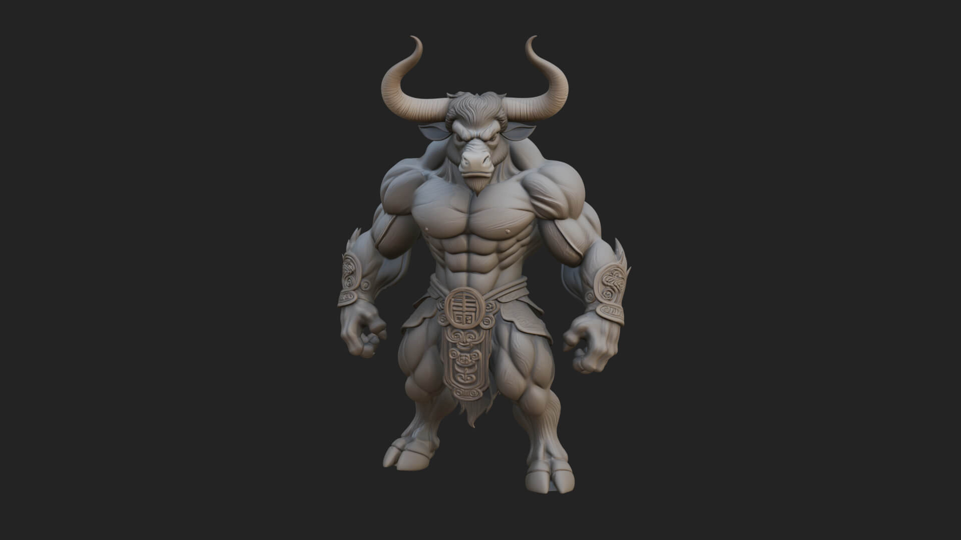 Minotaur Bull Beast Statue Design 3 3D Print Model 3D Model