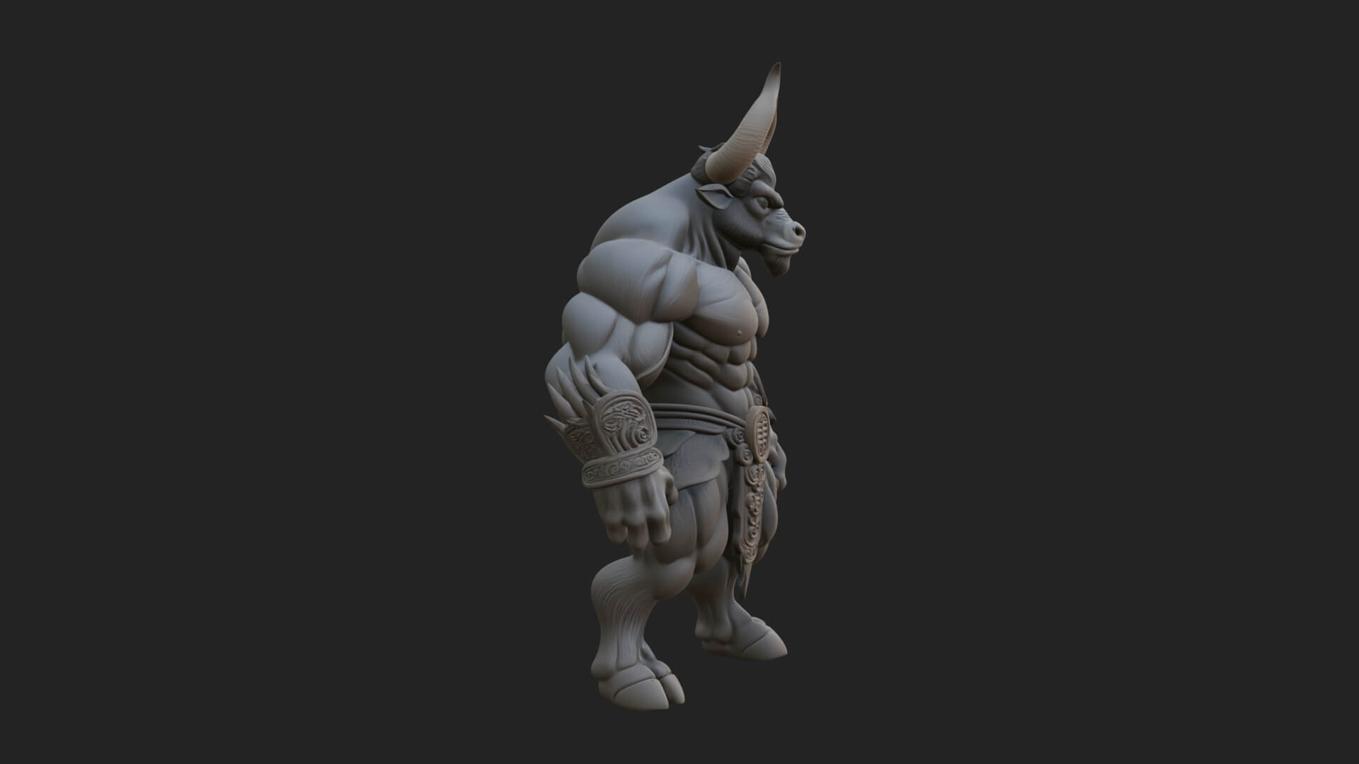 Minotaur Bull Beast Statue Design 3 3D Print Model 3D Model