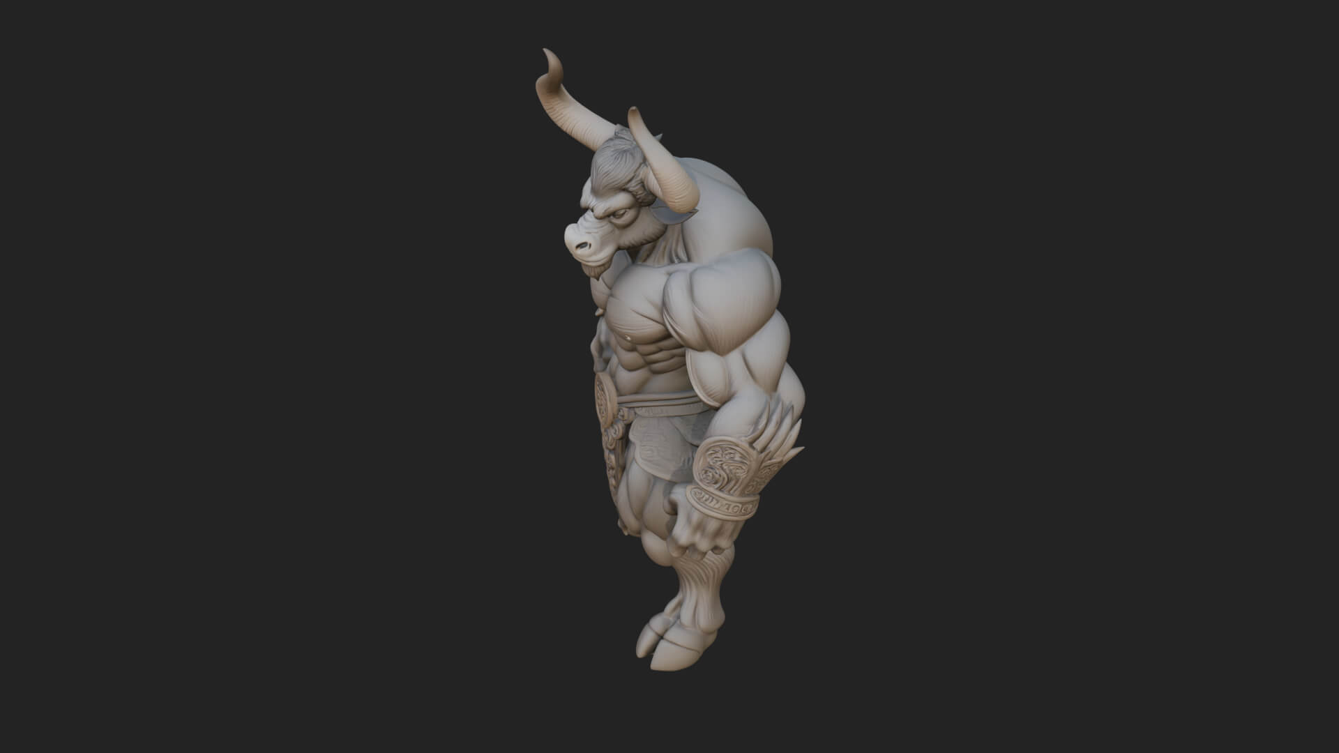 Minotaur Bull Beast Statue Design 3 3D Print Model 3D Model
