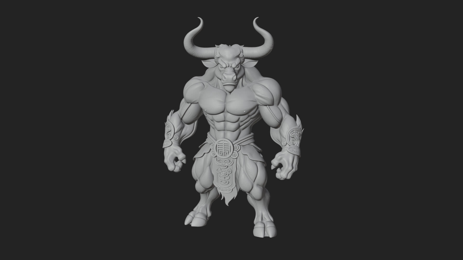 Minotaur Bull Beast Statue Design 3 3D Print Model 3D Model