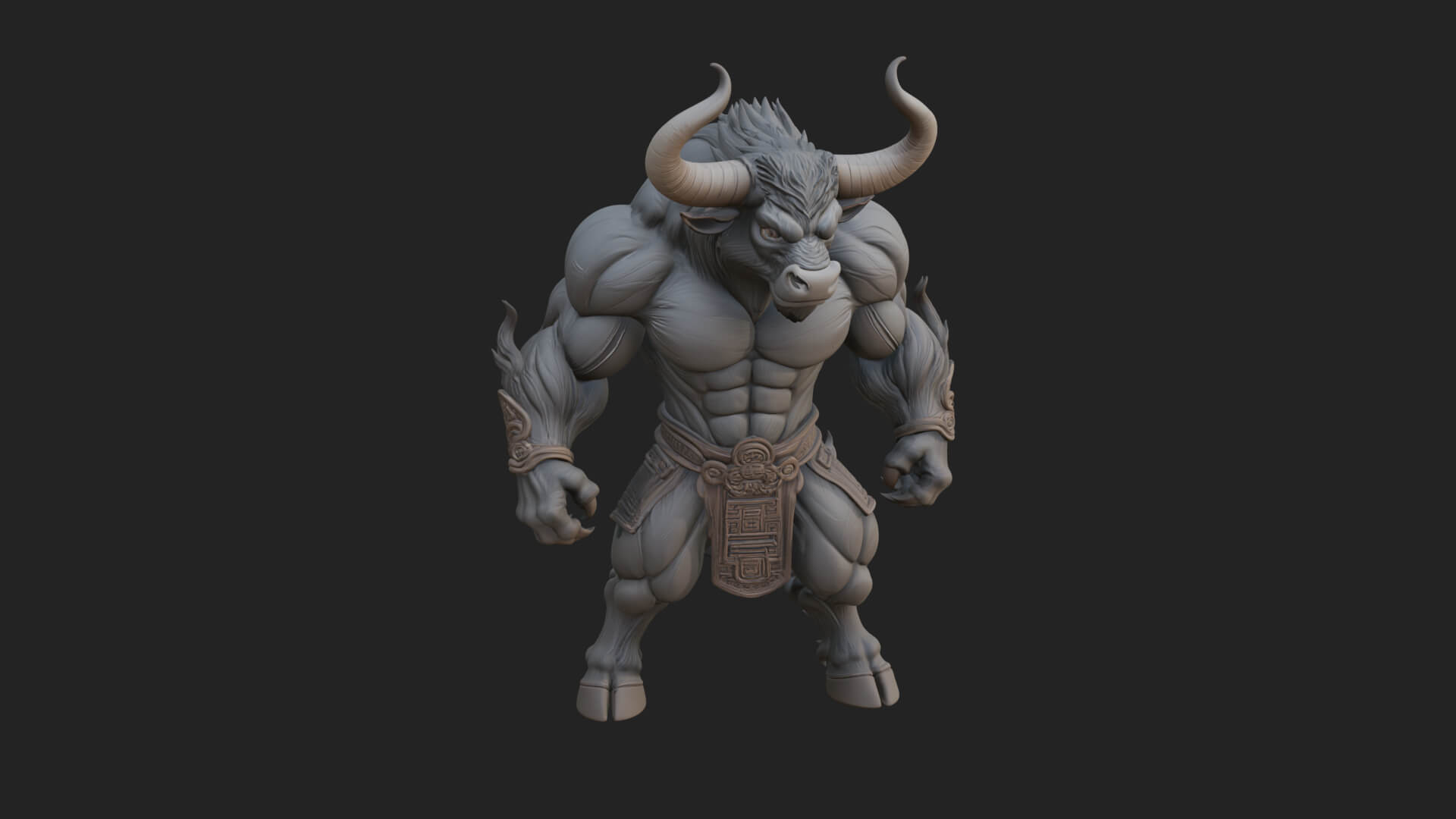 Minotaur Bull Beast Statue Design 4 3D Print Model 3D Model