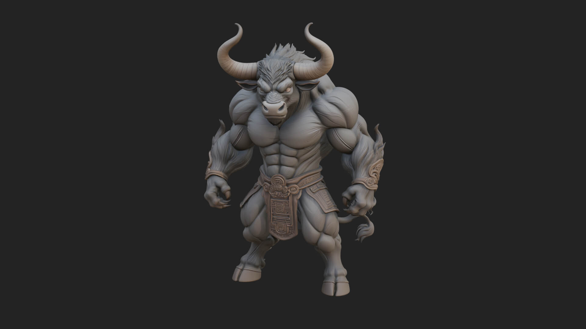 Minotaur Bull Beast Statue Design 4 3D Print Model 3D Model