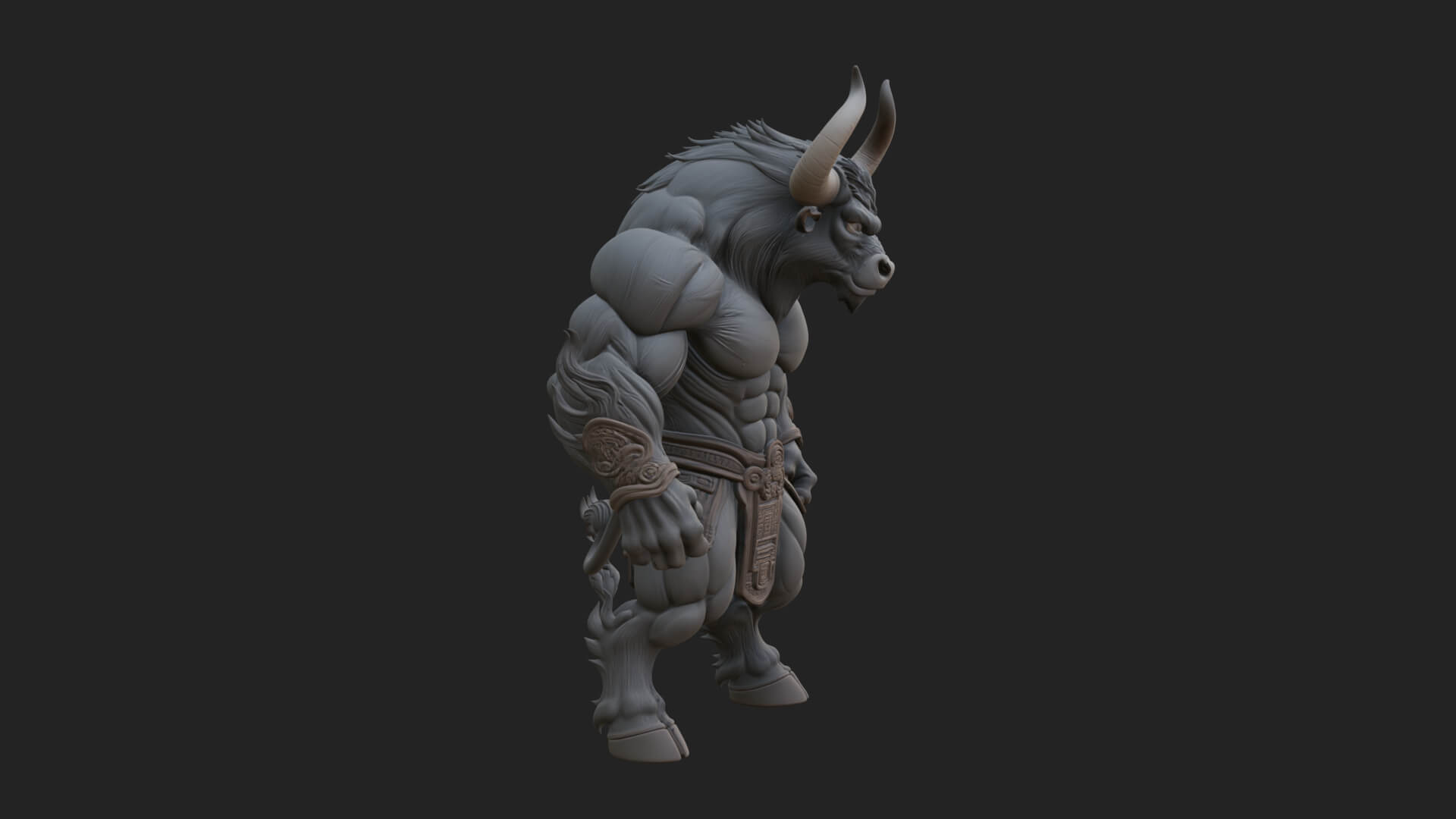 Minotaur Bull Beast Statue Design 4 3D Print Model 3D Model