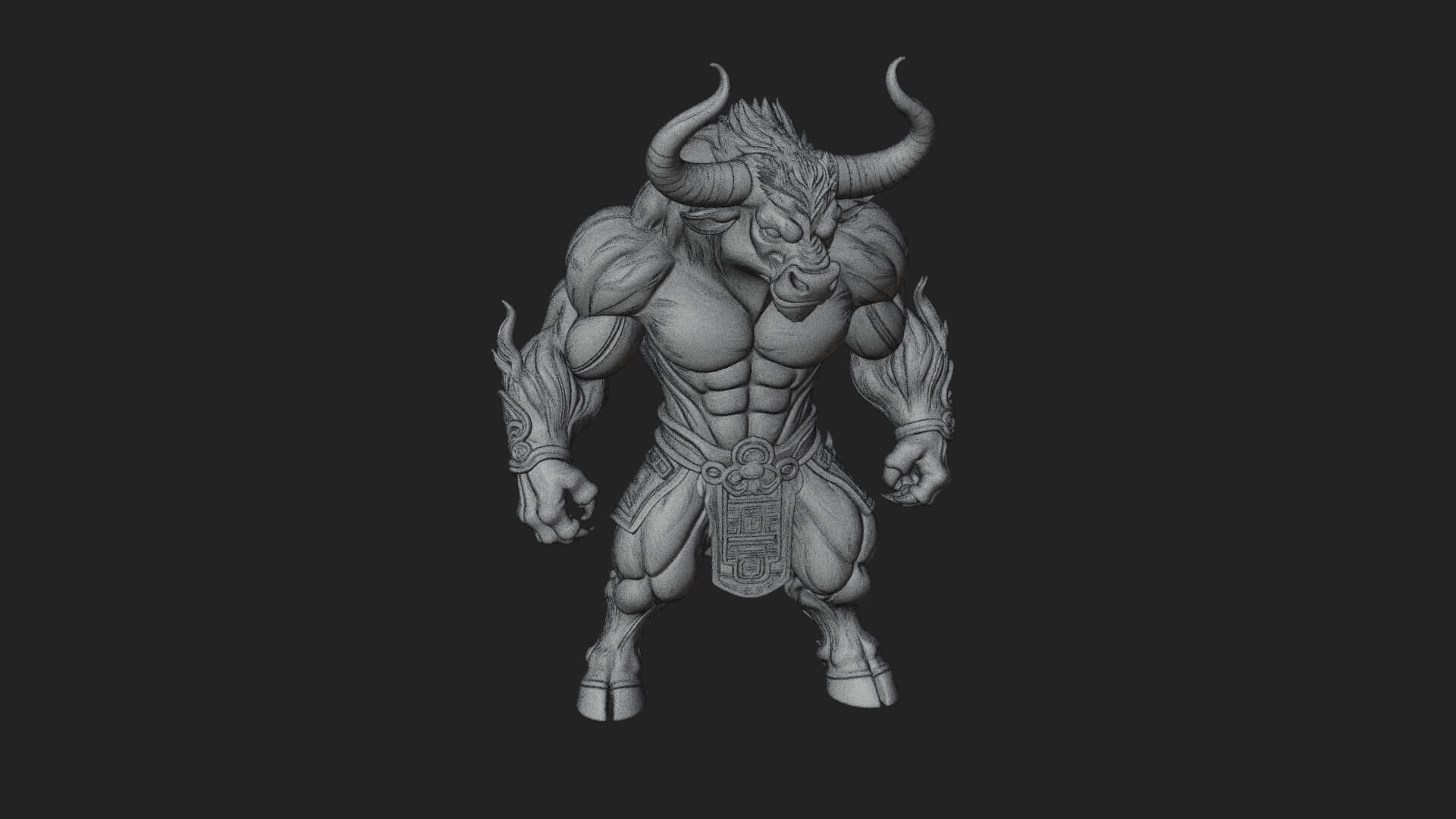 Minotaur Bull Beast Statue Design 4 3D Print Model 3D Model